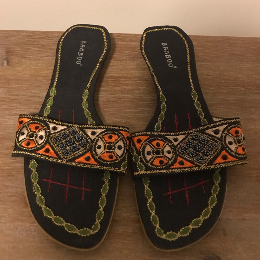 Bamboo Multicolored Sandals, Size 10